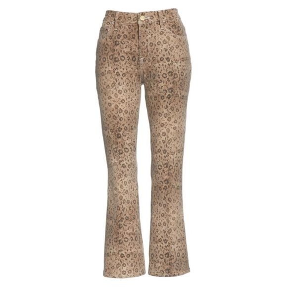 FRAME Le Crop Mini Snake Print Bootcut Jeans Animal Print Mid Rise Size 24 - Picture 1 of 16